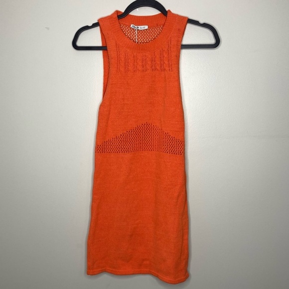 New ZARA NWT Orange Crochet Knit Mini Dress - Picture 11 of 17